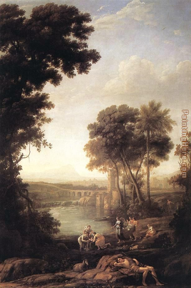 Landscape with the finding of Moses painting - Claude Lorrain Landscape with the finding of Moses art painting